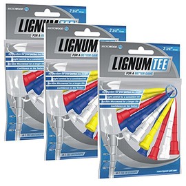 Lignum Golf Tees – Bag of 12 72 mm Long (Pack of 36), Colour: Multicoloured
