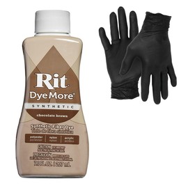 Dye – Rit Synthetic Liquid Fabric Dye for Crafting, Clothing, and Décor – 7 oz. Bottle – with Artisx Nitrile Gloves Included (Chocolate Brown)