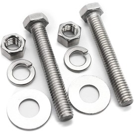 (10 Sets) 5/16-18x2-1/2" Stainless Steel Hex Head Screws Bolts, Nuts, Flat & Lock Washers, 18-8 (304) S/S, Fully Threaded by Bolt Fullerkreg