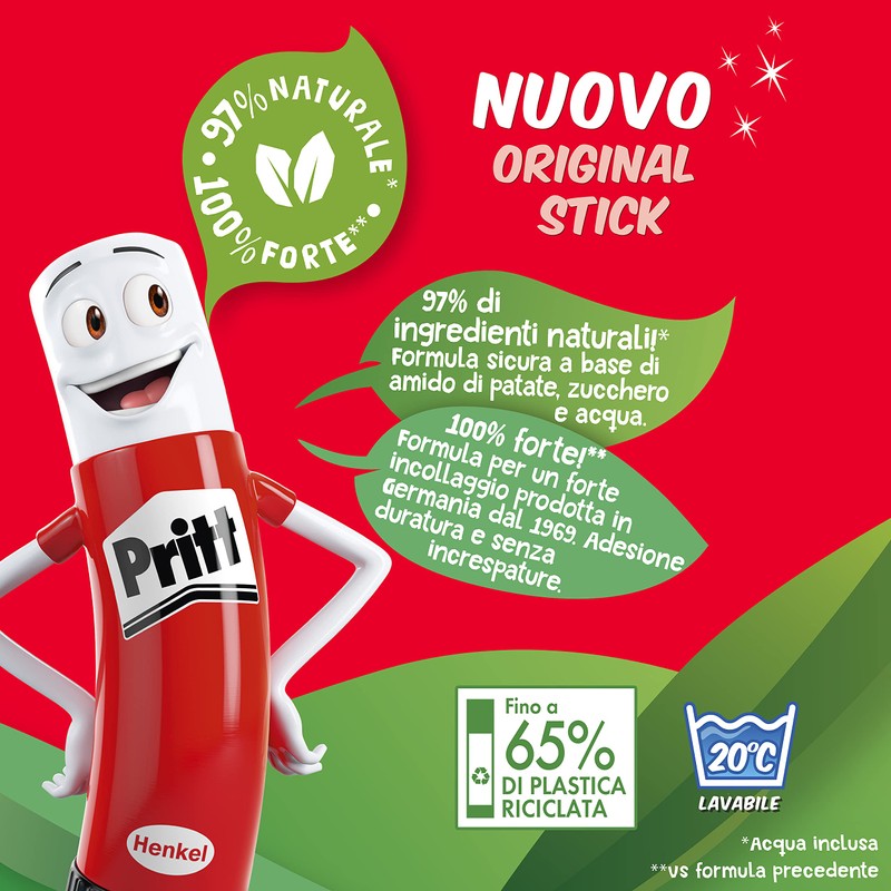 Pritt Colla Stick 3 x 11g, colla per bambini sicura