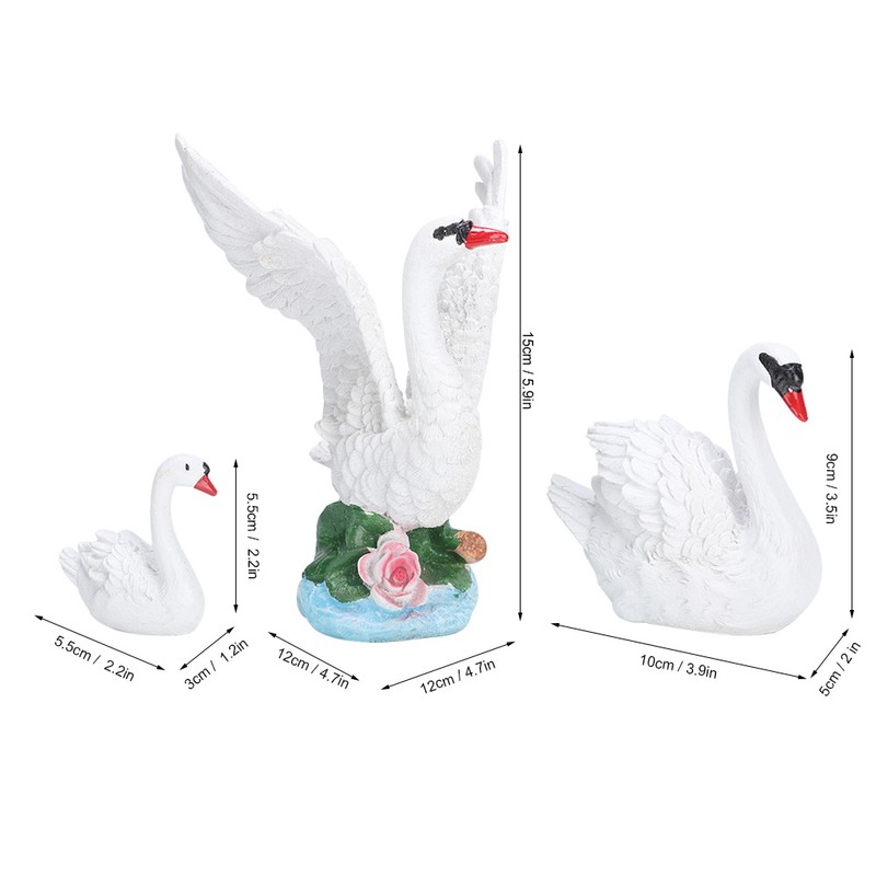 3pcs Lawn Garden Courtyard Resin High Simulation Swan Decoration Animal
