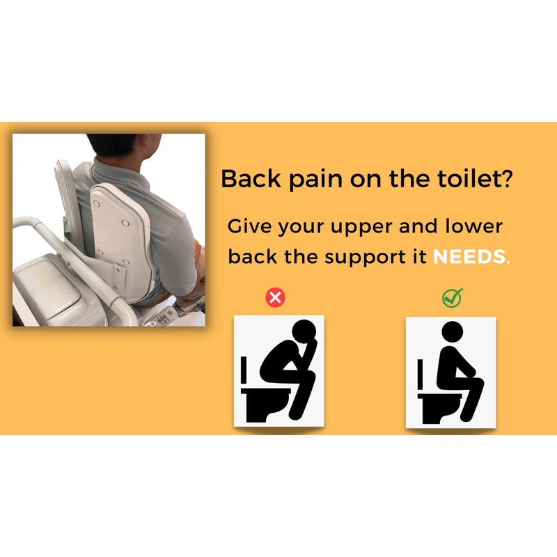 Fix Position Toilet Back Support — 2-Panel Backrest Toilet Assistance