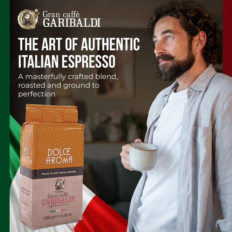 Gran Caffè Garibaldi Ground Espresso Coffee – Finely Ground for