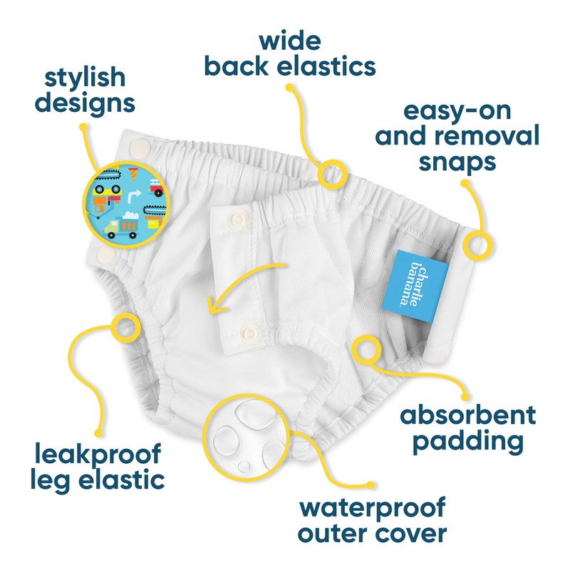 Charlie Banana Reusable Potty Training Underwear with Snaps, Designed to