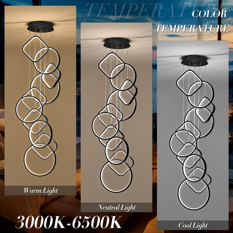 AIRYPHANT Modern LED Chandelier High Ceiling Staircase Chandeliers Foyer Lighting