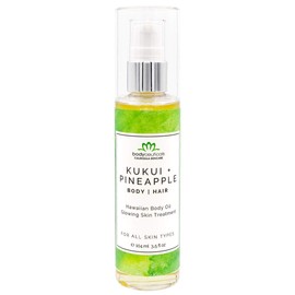 Bodyceuticals Kukui Pineapple Body + Hair Oil Hawaiian Body Oil + Glowing Skin Treatment Nutrient-Rich Botanicals - Moisturization For All Skin Types - Non-GMO, Vegan, Wheat-Gluten-& Soy-Free - 3.5oz