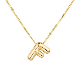 RTY Gold Initial Necklaces for Women Dainty Bubble Letter A-Z Necklace 3D Bubble Initial Letter Pendant Necklace Fat Alphabet Letter Necklace for Men Teens (F)