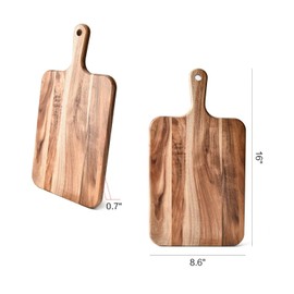 Acacia Wood Cutting Board - Wooden Kitchen Cutting Board for Meat, Cheese, Bread,Vegetables &Fruits- Charcuterie Board Cheese Serving Board with Handle,16" x 8.6”