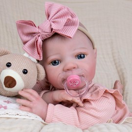 Aori Lifelike Reborn Baby Dolls - 20 Inch Ultra Realistic Girl Newborn Baby Doll with Weighted Body for Cuddling Poseable Soft Vinyl Doll Includes Pink Outfit Set for Kids 3+ Role Play