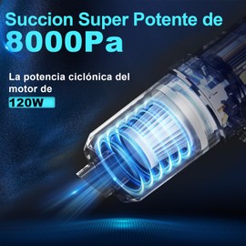 FOTOAZUL 2 en 1 Aspiradora de Mano & Plumero de Aire Comprimido Eléctrico, Aspirador de Coche de Alta Potencia 42000RPM 8000PA/120W, para Limpiar Computadora, Teclado, Coche,Oficina, Ferroso