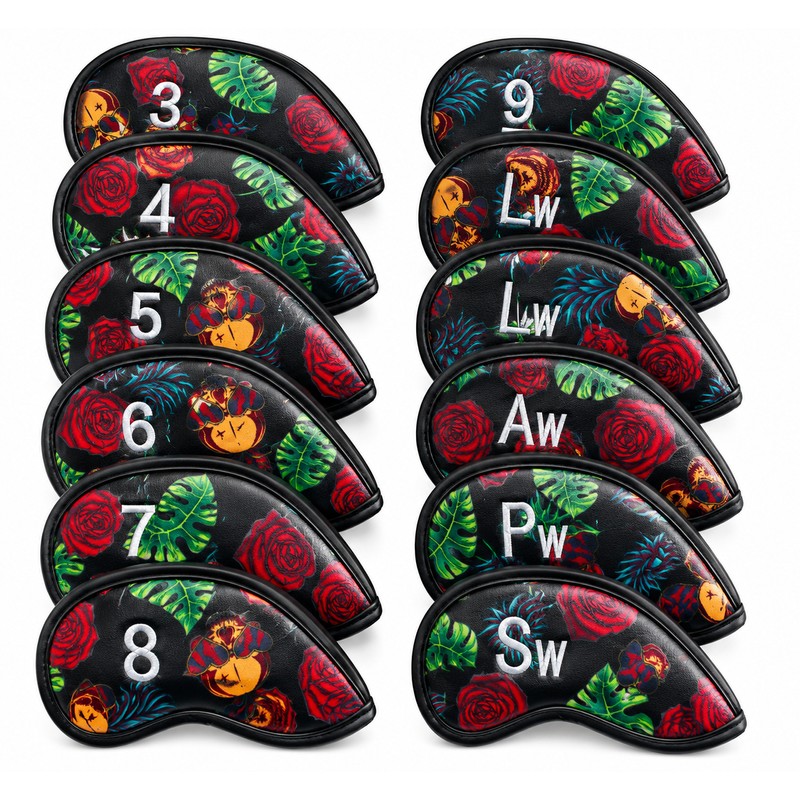 Golf Iron Head Covers Numbers Synthetic Leather Headcover Deluxe Value