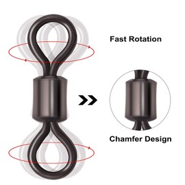 Rolling Barrel Swivels Fishing Swivel Barrel Rolling Stainless Steel Black Nickel Fishing Hook Line Connector Fishing Tackle Accessories 30LB-1300LB (20/50/100pcs)