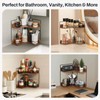 Snuvid 2-Tier Bathroom Counter Organizer, Wooden Corner Shelf for Vanity