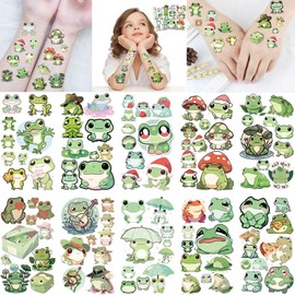 LOOGFDC Temporary Tattoos,10sheets Fat Frog Animals Temporary Tattoos Sticker For Kids Face Hands Fake Tattoo DIY Sticker,Party Favors, Cute Decorations