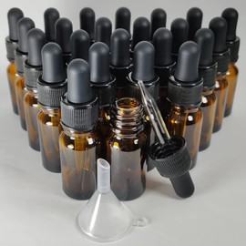 Bioll 10ml (1/3 oz) Glass Dropper Bottle. Essential Oil Bottle With Glass Eye Droppers. For Lab Bottles, Alcohol Bottles And Sterilize Water Bottles-24Pcs (Amber)