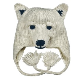 Arts of Ecuador Adult Size Polar Bear Hat, 20 Inch in Circumference and Stretch to 23 Inch, Wool with Acrylic Lining
