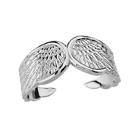 Fine Sterling Silver Opened Angel Wings Ring (Size 5.25)