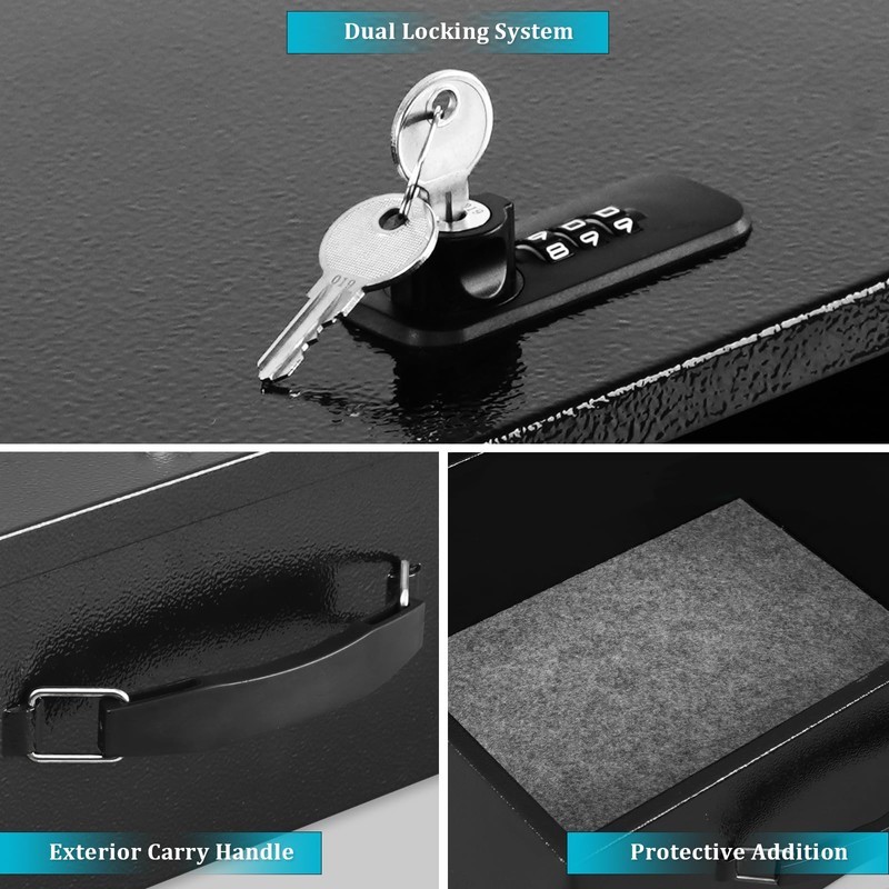 Dalmbox Portable Metal Safe Box with Dual Combination and Key
