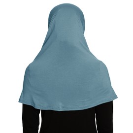 TheHijabStore.com Amira Jersey Hiyab de 2 piezas para mujer, bufanda elástica modal suave con tubo debajo de la bufanda, Azul/claro