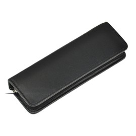 Leather pen case for 2 writing instruments with zip Hans Kniebes Nappa full cowhide leather black