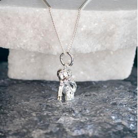 Tuscany Silver Women's Sterling Silver Dog with Bone Pendant on Adjustable Curb Chain Necklace of 41cm/16"-46cm/18"