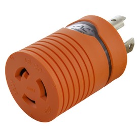 AC WORKS [ADL630L620] Plug Adapter L6-30P 30Amp 250Volt Male Plug to L6-20R 20Amp 250Volt Locking Female Connector
