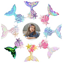 Hair Clips Girls Cute Hair Clips Colourful Sparkling Children's Hair Clips Mermaid Hair Clips Children Hair Accessories Suitable for Women Girls Teenagers Toddlers Birthday Gifts (A)