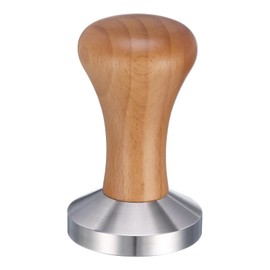 sourcing map 53mm Espresso Tamper, Stainless Steel Press Tool Tamper with Wooden Handle, Espresso Accessories for Baristas, Home, Shops, Cafe (Flat Base, Deep Wooden)