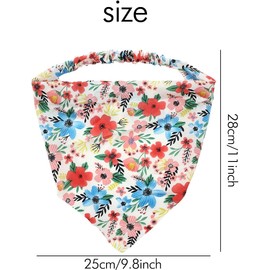 Paquete de 15 bandanas florales sólidas y coloridas con diadema triangular de seda satinada en blanco para mujeres y niñas