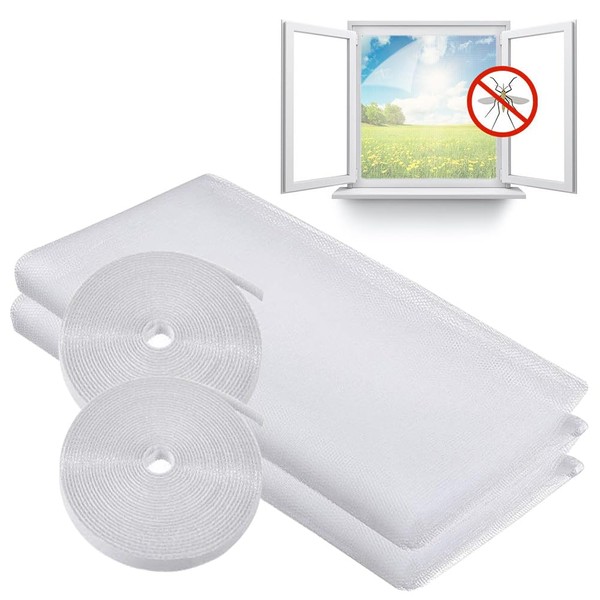 Fly Screen Mosquito Net for Window, EGNBU 2 Pack Insect Mesh Window Screen DIY Size Universal Transparent Washable Insect Netting - Mosquito & Bug Protection - Max Size 150 x 180 CM