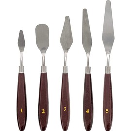 Juego de cuchillos de paleta, cuchillo de paleta de espátula de acero inoxidable para mezclar pintura al óleo de acuarela pintura acrílica (5Size-a)
