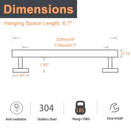 NearMoon Bathroom Towel Bar, Bath Accessories Thicken Stainless Steel Shower Towel Rack for Bathroom, Towel Holder Wall Mounted (1 Pack, Brushed Gold, 9 Inch)