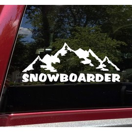 Minglewood Trading Ivory - Snowboarder Vinyl Decal V2 - Mountains Snow Sport - Die Cut Sticker - 5w x 2h inches