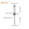 sourcing map 100Pcs 3/16"x3/4" 304 Stainless Steel Large Flange Round