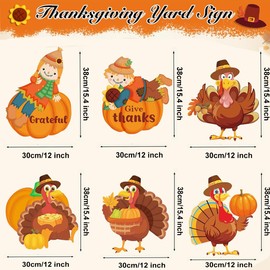 Thanksgiving Yard Sign with Stakes, Fall Scarecrow Pumpkin Turkey Outdoor Decorations Harvest Lawn Signs for Autumn Home Outside Decor