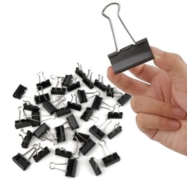 DSTELIN Large Binder Clips, 1.6-Inch, 36 Pack (41mm Width) - Big Paper Clamps with 0.7-Inch (18mm) Capacity, Black, Ideal for Office Supplies.