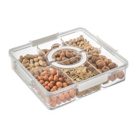 JINXIUYONGYUE Divided Tray with Lid and Handle, Snack Box Container, Portable Snack Tray Organizer for Candy, Fruits, Nuts and Snacks for Parties, Recreational Events and Picnics.