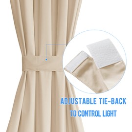 NICETOWN French Door Curtain for Kitchen Window, Velvet Blackout Curtain for Living Room, Thermal Insulated Window Treatment Set for Home Office/Study Room Decor, W25 x L72, Light Beige, 1 PC