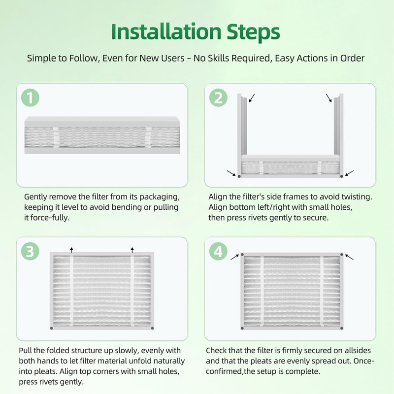 20x25x4 Furnace Filter MERV 11 Compatible with Honeywell FC100A1037,HVAC Foldable