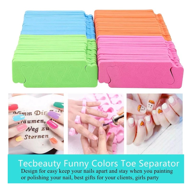 Tecbeauty Separadores De Dedos Para Pedicura, 120 Unidades Para Uñas