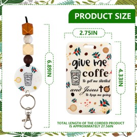 Christian Lanyard Jesus Badge Holder - Fashion Coffee Lanyards for ID Badges Silicone Beaded Breakaway Keychain Accessories Christian Office Supplies Gifts Religious Lanyard for Women Teacher Nurse