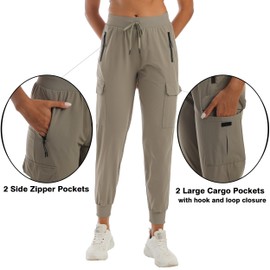 Kcutteyg Womens Waterproof Hiking Pants with Pockets, Quick Dry Soft Tapered Athletic Workout Joggers Pants for Camping Travel (Pines Green, Small)