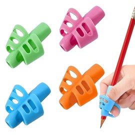 Quesuc 4 Stück Schreibhilfe Für Stift Kinder,Pencil Grips For Kids,Ergonomische Bleistift Griffe Silikon,Schreiben Haltungskorrektur Werkzeug Für Bleistifte(4 Farben)