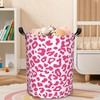 Naqiuli Pink Leopard Laundry Basket Foldable Laundry Hamper Waterproof Oxford