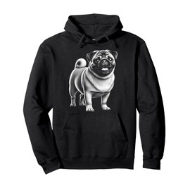 Cute Pug Portrait in Photorealistic Style Pullover Hoodie