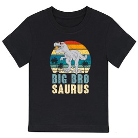 Big Brother T Shirt Cotton Graphic Tees for Boys Matching Brothers Outfits Boys (US, Age, 2 Years, 3 Years, Black Saurus)