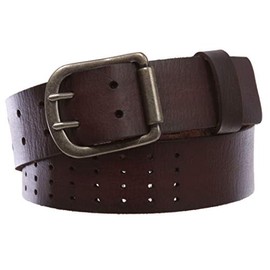 1 1/2" (40mm) Hollow Out Soft cowhide full grain leather Double Prong Belt, Brown | 42"