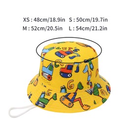 GEMVIE Baby Boys Sun Bucket Hat Cartoon Animal Print Sun Hat Packable Beach Cap Fisherman Sun Hat for Toddler Kids