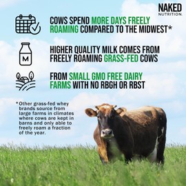 Naked Whey Chocolate Peanut Butter Grass Fed Whey Protein Powder, No GMO, No Soy, and Gluten Free, Aid Growth and Recovery - 52 Servings