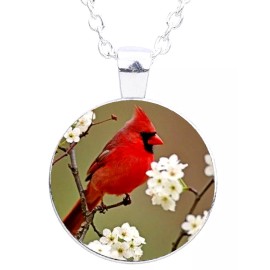 Fashion Jewelry RED CARDINAL BIRD Pendant Sterling 925 Silver 22" Necklace jewelry gift women